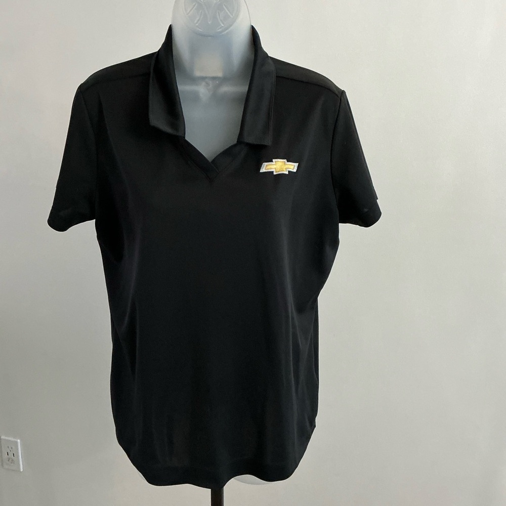 Nike Golf Dri-FIT Women’s Chevrolet Gold Bowtie City Black Polo Shirt Size Large
